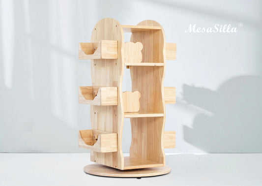 Preorder-Expected to be ship in February 2025-MesaSilla - Revolving Solid Wood Bookcase