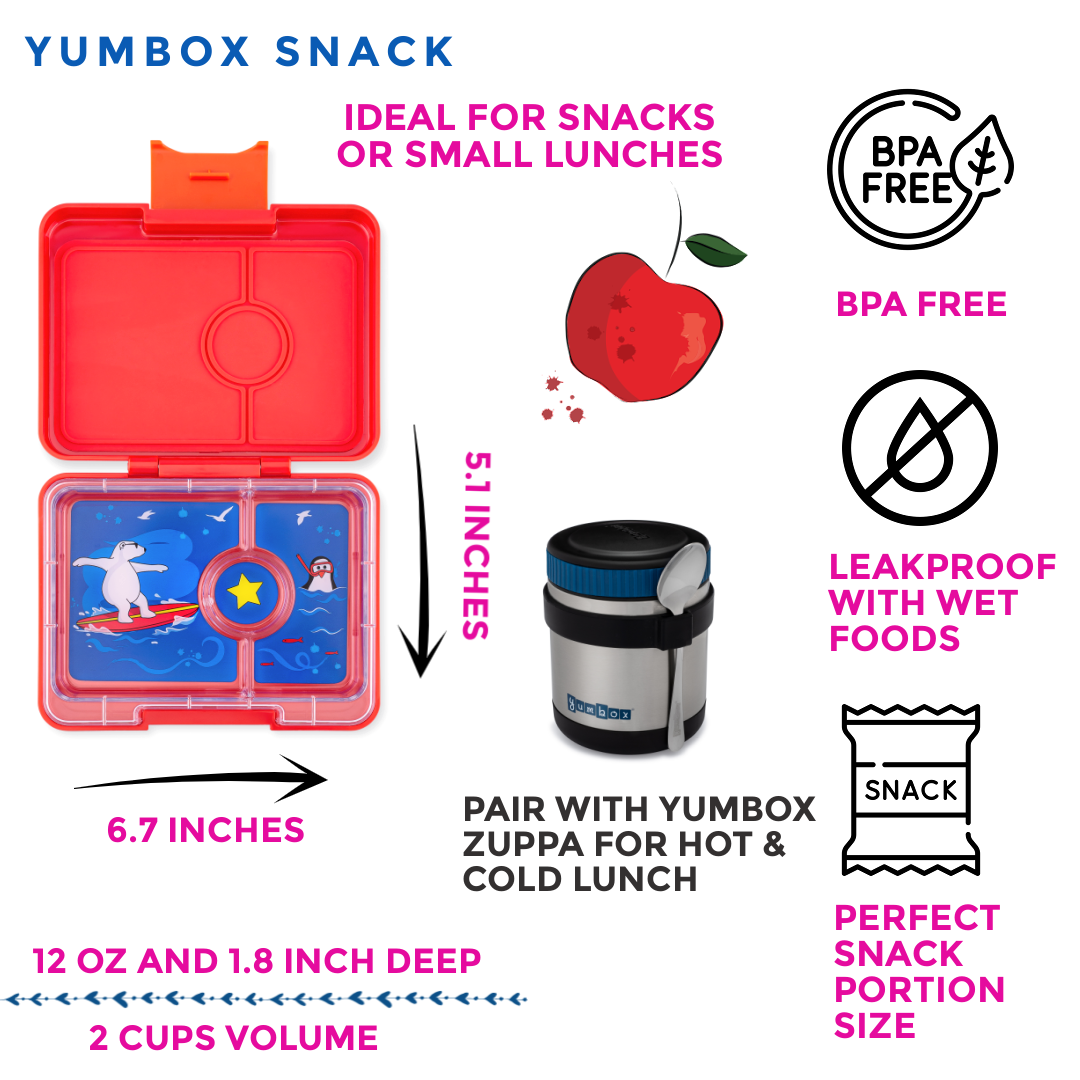 Yumbox - Snack Size Bento Lunch Box Roar Red (Polar Bear)